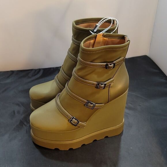 BRAND NEW JESSICA SIMPSON CHAELA HEEL BOOTS BUCKLE VAMP STRAPS WEDGE BOOT - Picture 7 of 16